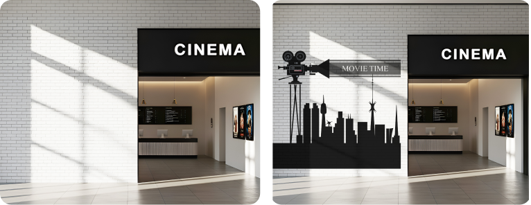 Cinema Entrance Brick Wall Design